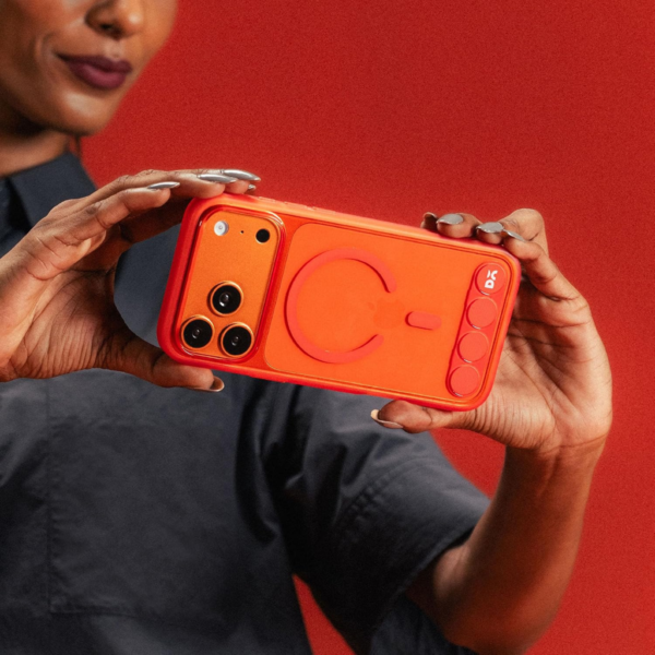 DailyObjects iPhone 17 Pro Stack Clear Classic Case Cover | Compatible with MagSafe | Camera & Body Protection | Scratch Proof | Dual Hybrid Protection | Wireless Charging - Flamingo Orange