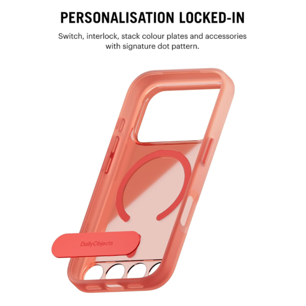 DailyObjects iPhone 17 Pro Stack Clear Classic Case Cover | Compatible with MagSafe | Camera & Body Protection | Scratch Proof | Dual Hybrid Protection | Wireless Charging - Flamingo Orange