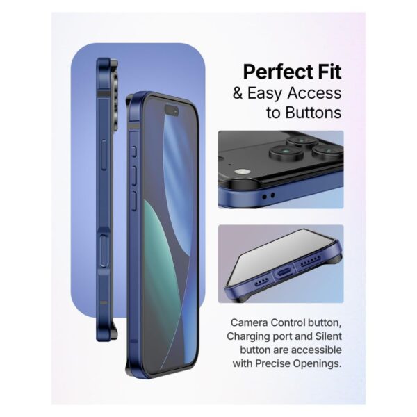 RAEGR Case Anodized Aluminum Bumper Compatible with iPhone 18 ProiPhone 17 Pro (2) RAEGR Edge Armor Case for iPhone 17 Pro & iPhone 18 Pro – Magnetic Charging, Dark Blue