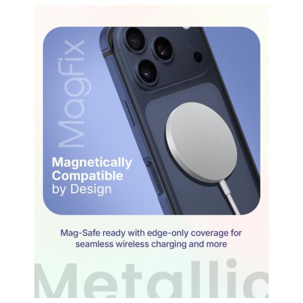 RAEGR Edge Armor Case for iPhone 17 Pro & iPhone 18 Pro – Dark Blue, Magnetic Charging, Aluminum Bumper
