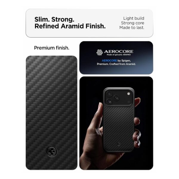Spigen Enzo Aramid T MagFit Case for iPhone 17 Pro & iPhone 18 Pro – Black, MagSafe Compatible