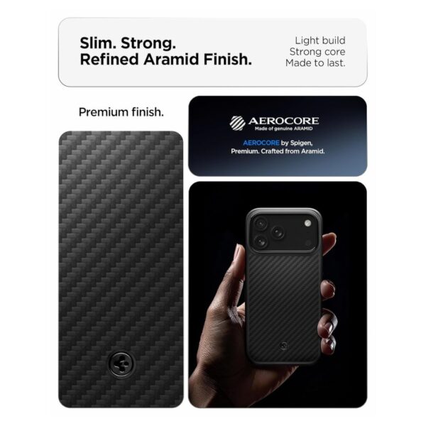 Spigen Enzo Aramid T MagFit Case for iPhone 17 Pro & iPhone 18 Pro – MagSafe Compatible, Premium Aramid Fiber, Matte Black