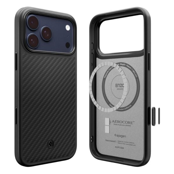Spigen Enzo Aramid T MagFit Case for iPhone 17 Pro & iPhone 18 Pro – MagSafe Compatible, Premium Aramid Fiber, Matte Black