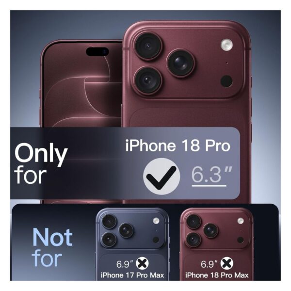JETech Magnetic Matte Case for iPhone 18 Pro – MagSafe Compatible, Translucent Back, Anti-Slip Protection, Dark Cherry