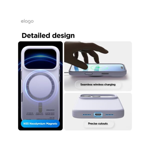 elago Premium Magnetic Silicone Case for iPhone 17 Pro & iPhone 18 Pro – MagSafe Compatible Protective Cover, Purple